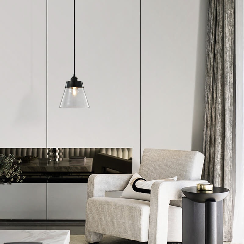 Simple Light Luxury Copper Glass Bell Shade 1-Light Pendant Light