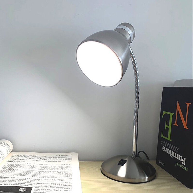 Vintage Industrial Aged Chrome Metal 1-Light Table Lamp