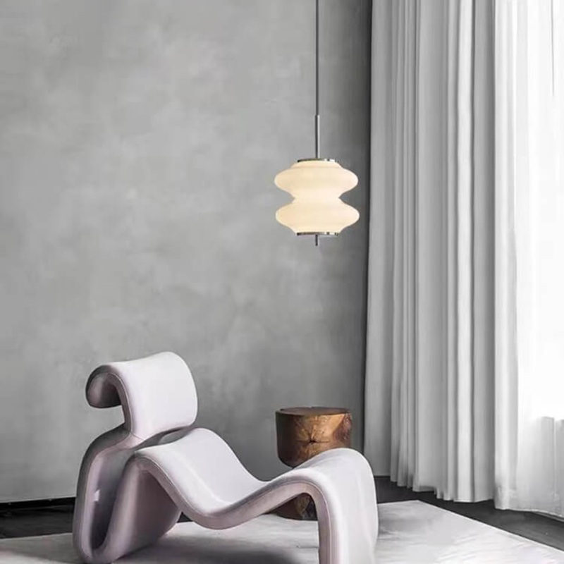 Contemporary Nordic Antique Milk White Glass Gourd LED Pendant Light For Bedroom