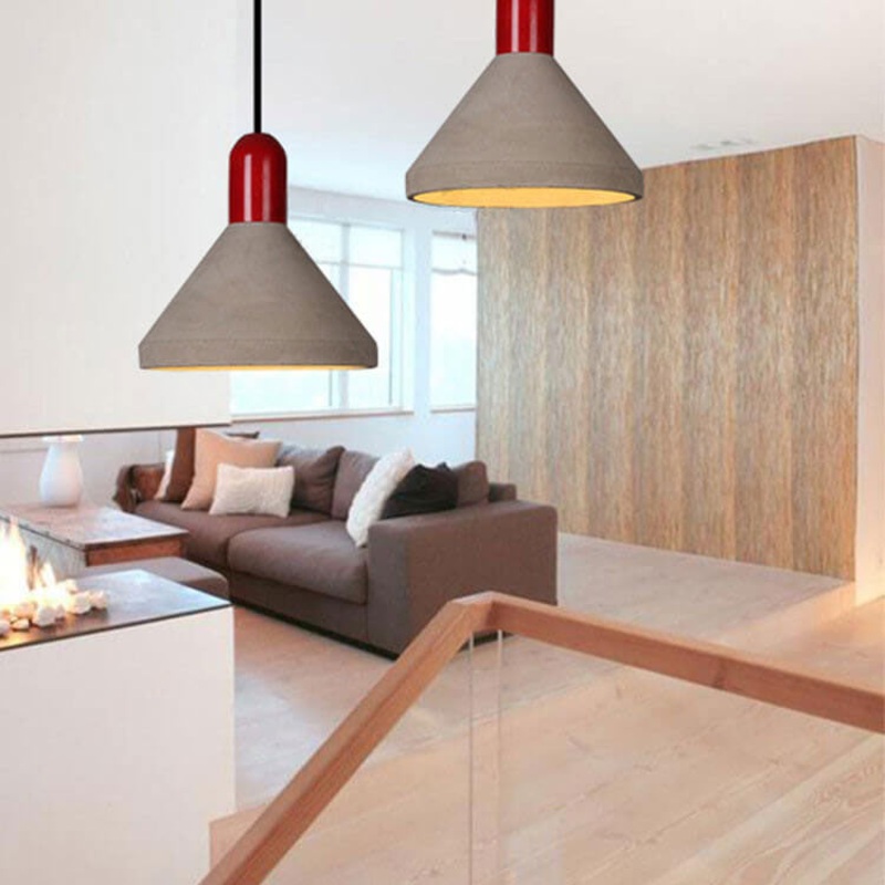 Industrial Style Solid Wood Cement 1-Light Pendant Light