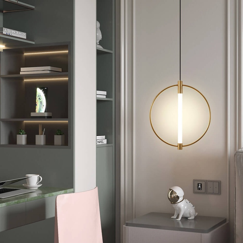 Nordic Modern Ring Wrought Iron Acrylic LED Pendant