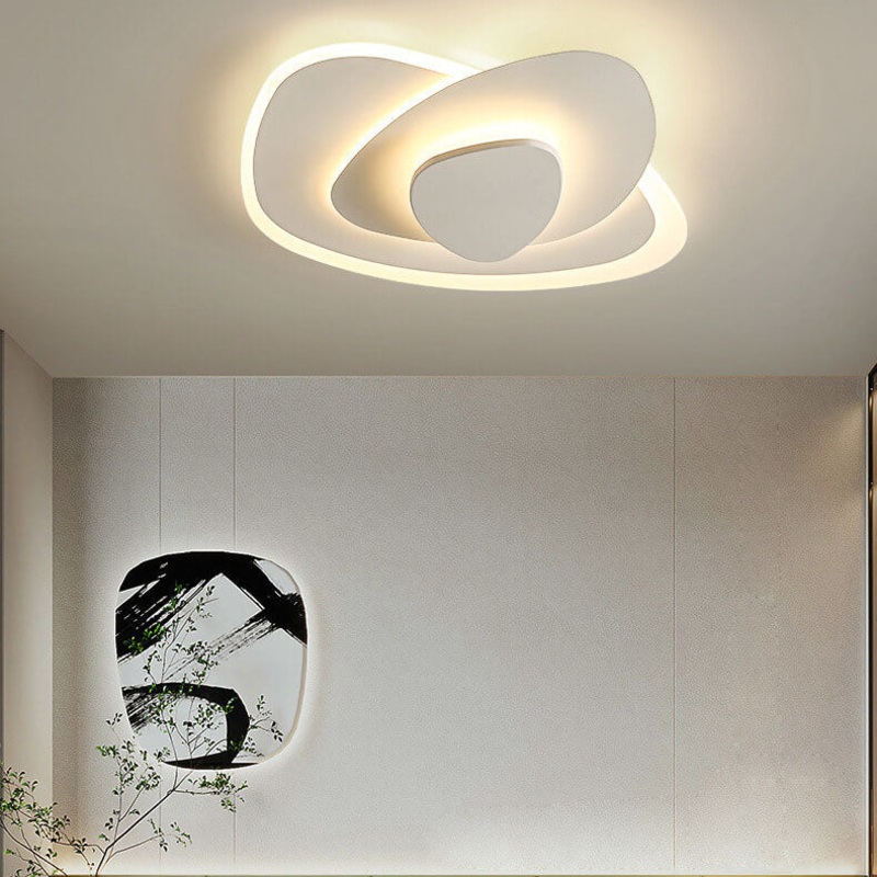 Nordic Simple Geometric Wrought Iron Acrylic LED Flush Mount Ceiling Light