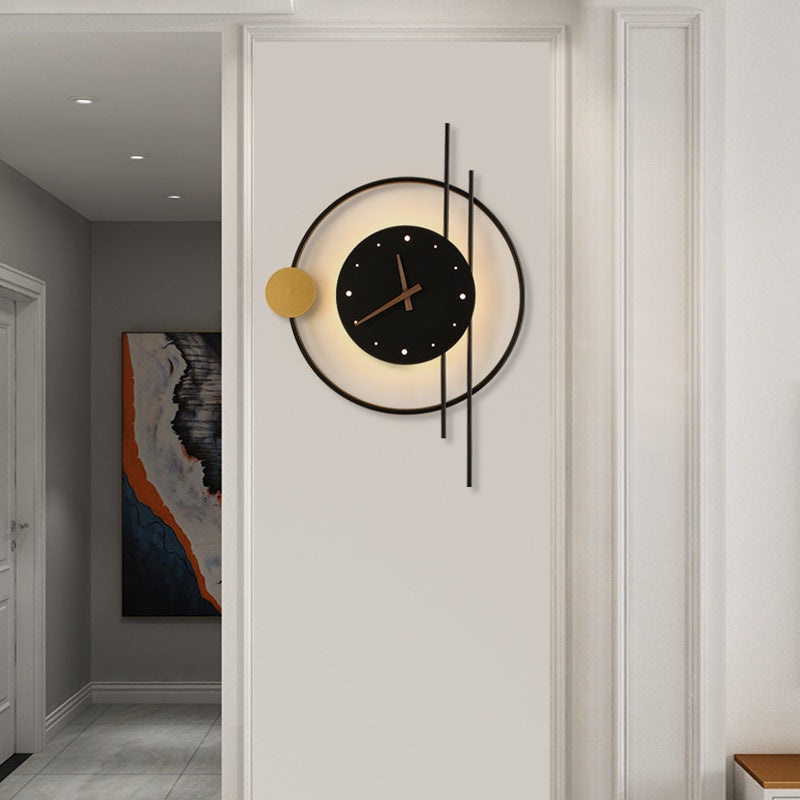 Contemporary Creative Clocks Iron Acrylic Lampshade LED Wall Sconce Lamp For Living Room