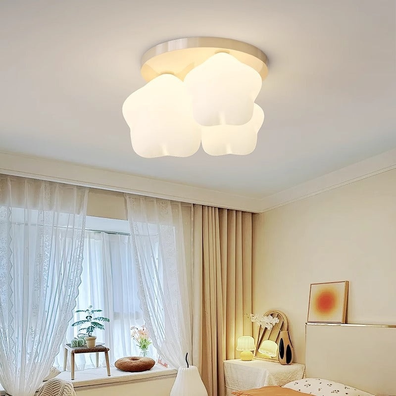Contemporary Nordic Cute Kids Cartoon Star Round PE Iron LED Semi-Flush Mount Ceiling Light For Bedroom