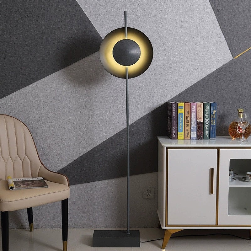 Contemporary Nordic Round Hardware Iron 1 - Light Standing Floor Lamp For Living Room