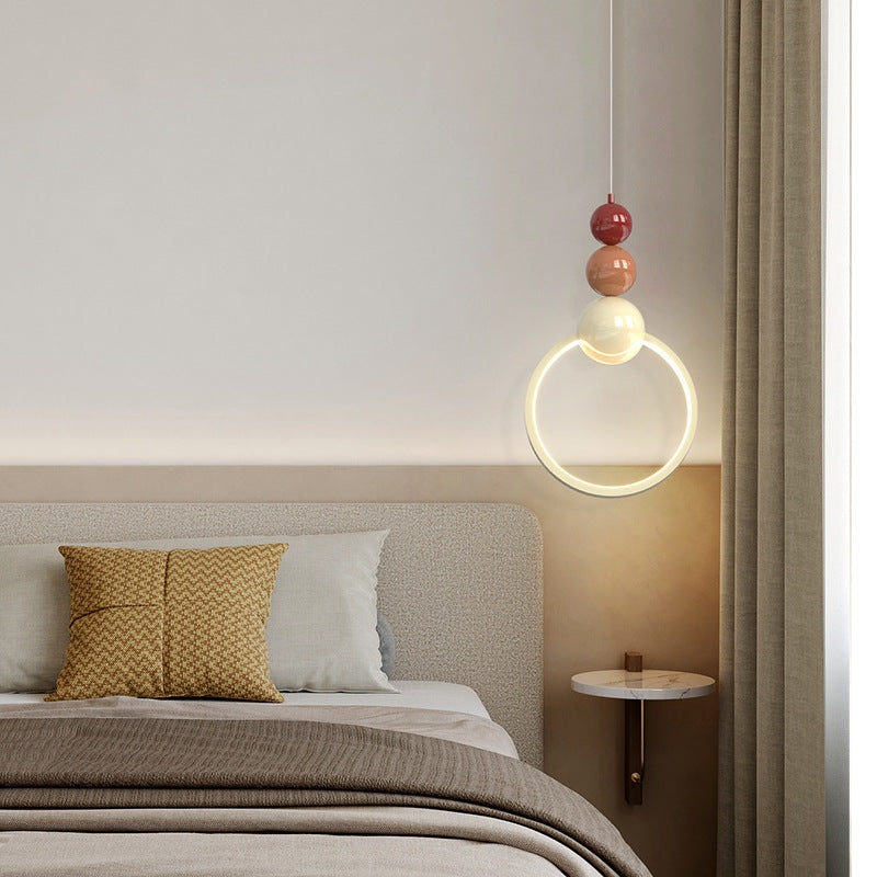 Contemporary Scandinavian Iron Acrylic Geometric Round Ball LED Pendant Light For Bedroom