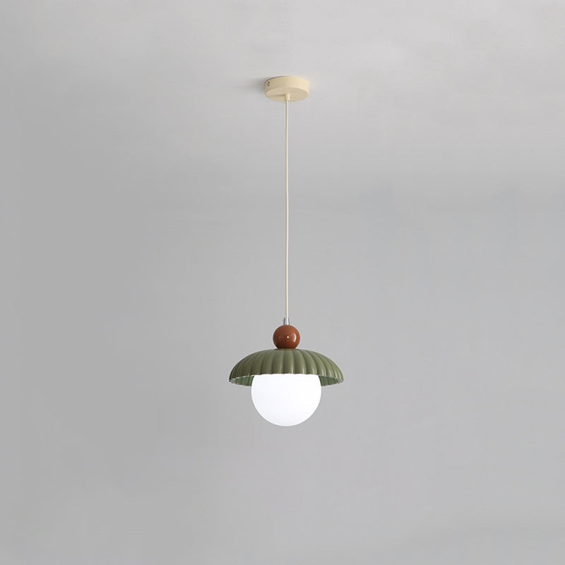 Contemporary Scandinavian Iron Flower Bud Glass Ball Shade 1-Light Pendant Light For Living Room