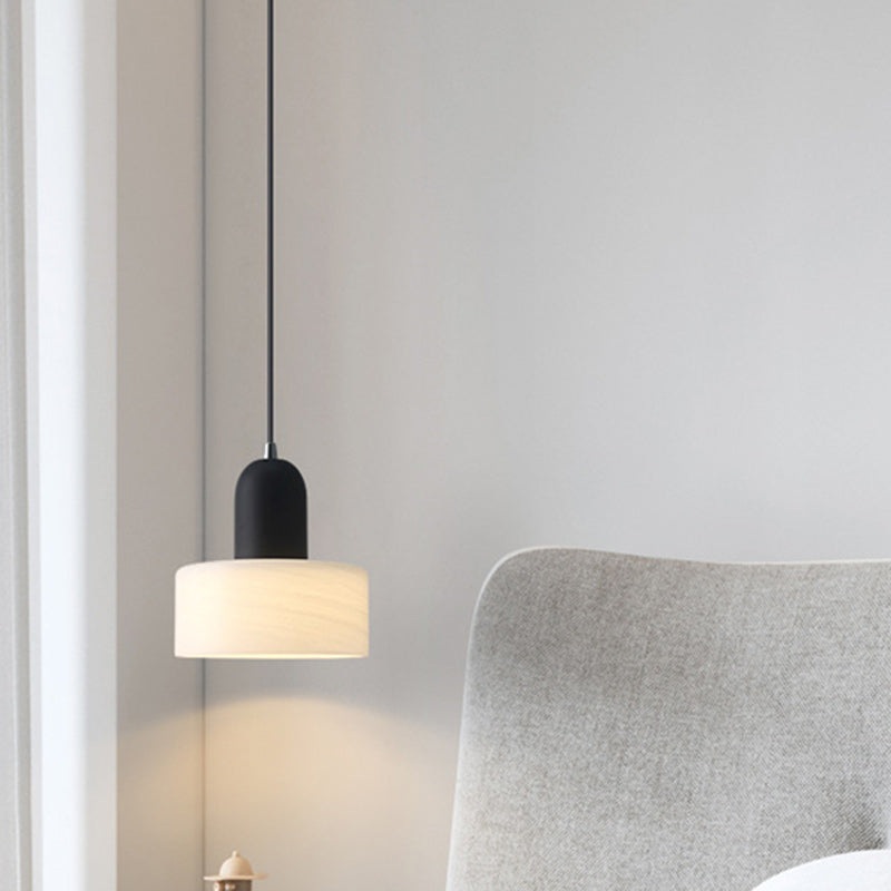 Contemporary Scandinavian Round Iron Glass 1-Light Pendant Light For Living Room