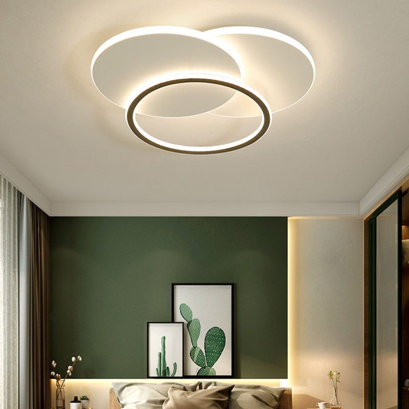 Contemporary Simplicity Stitching Round Square Hardware PMMA Lampshade LED Flush Mount Ceiling Light For Bedroom