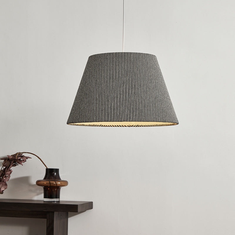 Modern Minimalist Drum Fabric 1-Light Pendant Light For Living Room