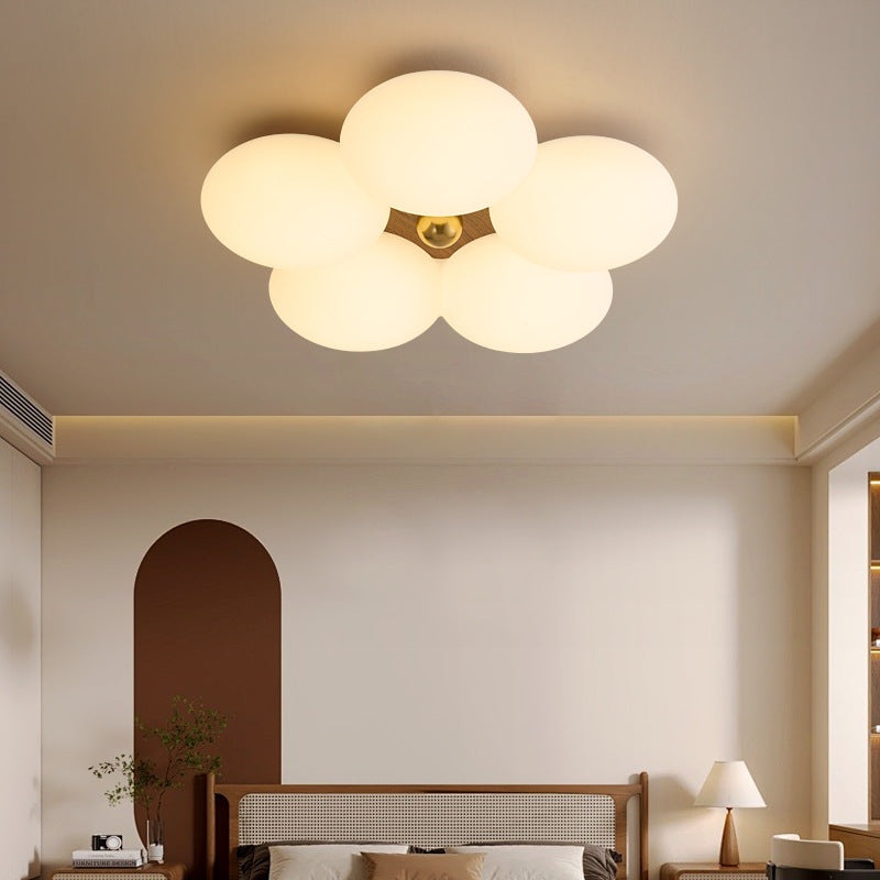Modern Minimalist Round Floral Iron Plastic LED Flush Mount Ceiling Light For Living Room
