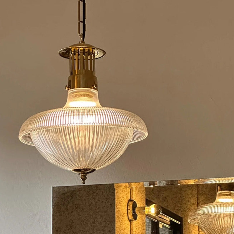 Traditional Vintage Dome Metal Glass 1-Light Pendant Light For Living Room