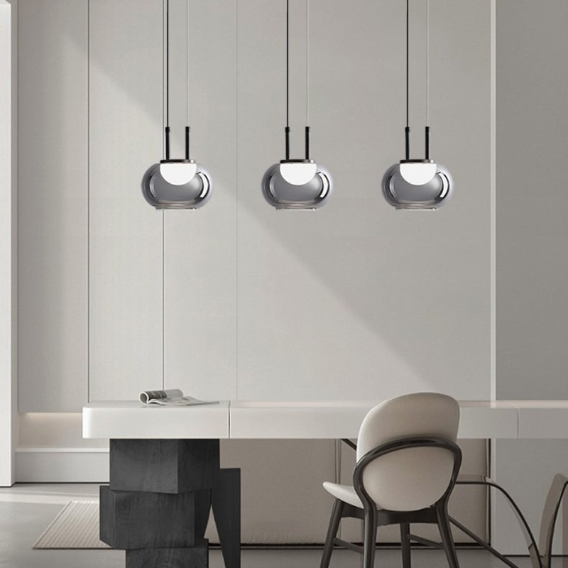Contemporary Scandinavian Globe Iron Glass LED Chandelier Island Light For Living Room