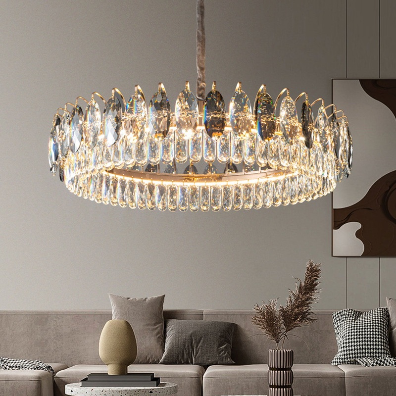 European Light Luxury Round Crystal LED Chandelier