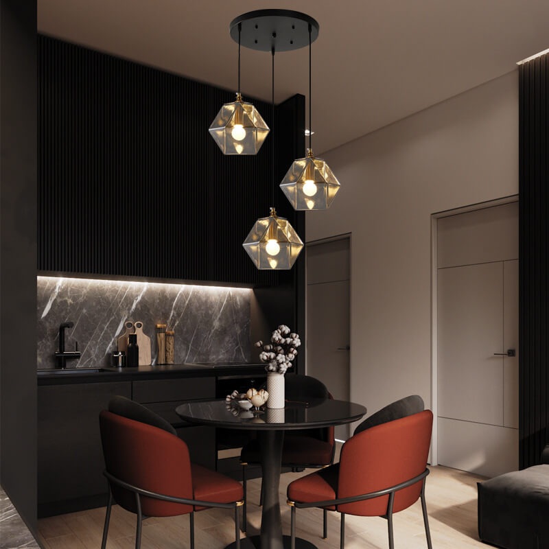 Nordic Light Luxury Wrought Iron Glass 1/3-Light Chandelier