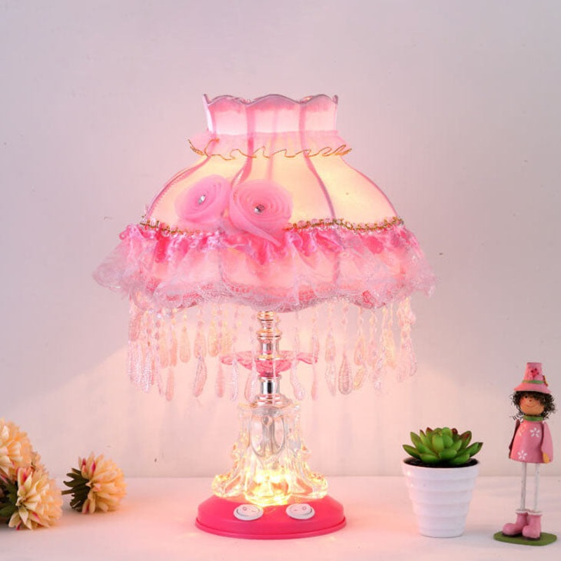 European Style Wedding Fabric Glass 1-Light Table Lamp