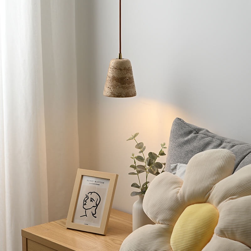 Japanese Style Stone Column Cone 1-Light Pendant Light