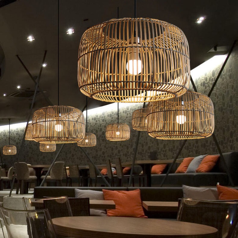 Chinese Minimalist Rustic Bamboo Art 1-Light Pendant Light