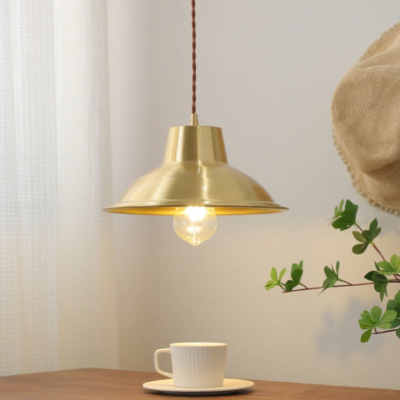 Japanese Minimalist Brass 1-Light Pendant Light