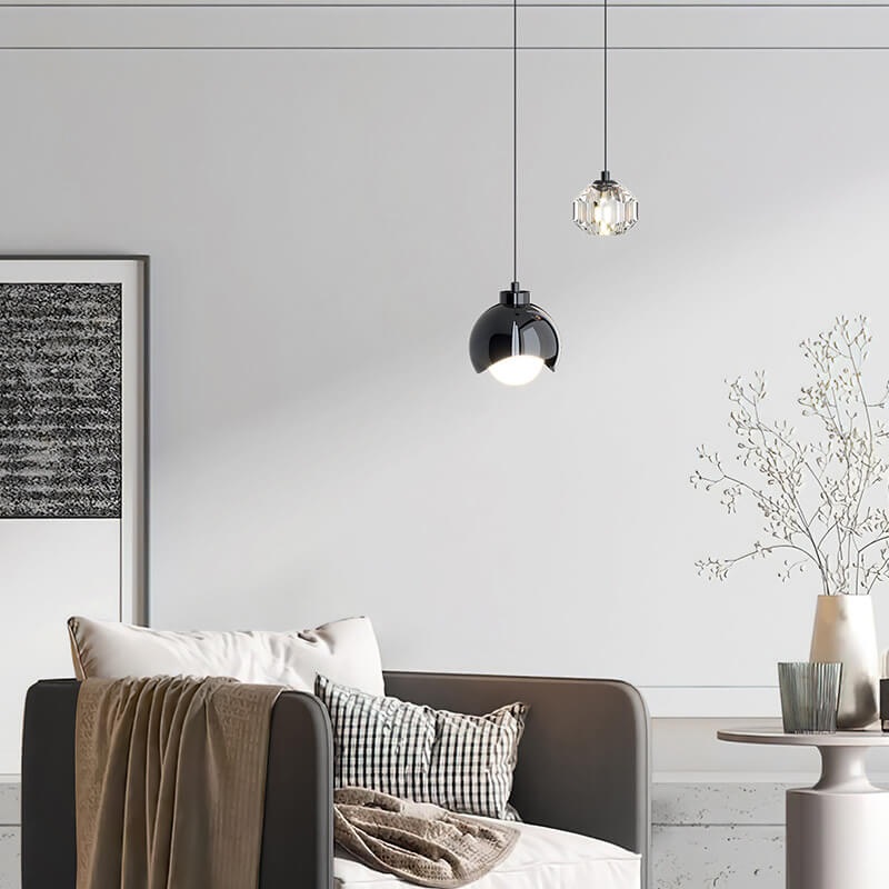 Light Luxury Simple Crystal Ball Hardware 2-Light Curve Pendant Light
