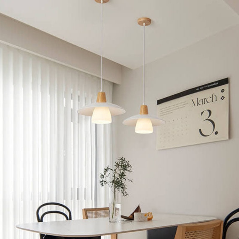 Japanese Minimalist Log Glass 1-Light Pendant Light