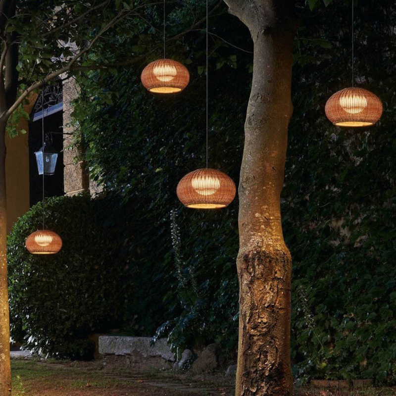 Japanese Minimalist Rattan 1-Light Pendant Light