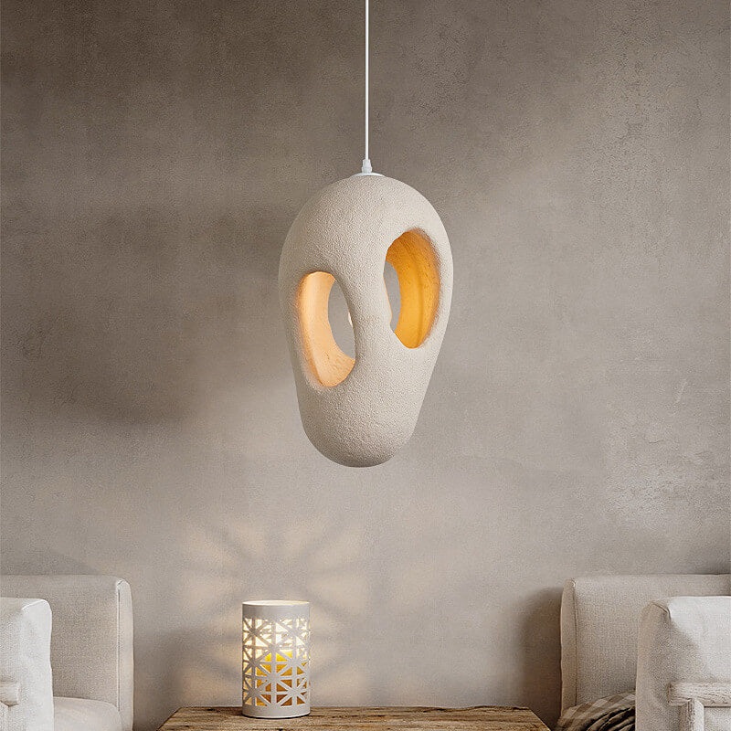Japanese Wabi-sabi Resin Geometric Circle 1-Light Pendant Light