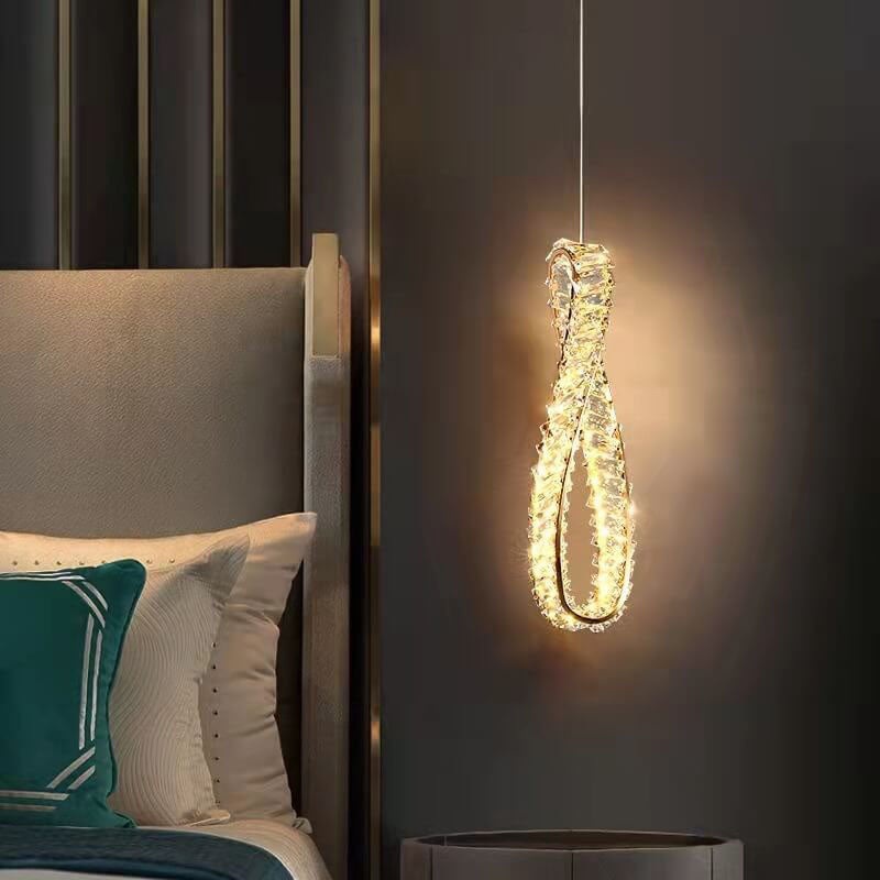 Modern Light Luxury Ring Crystal Hardware LED Pendant Light