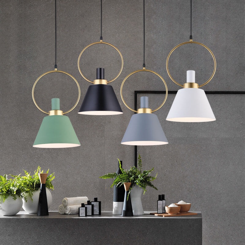 Modern Minimalist Circular Iron Aluminum 1-Light Pendant Light