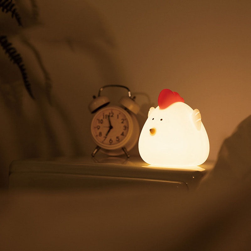 Creative Cartoon Silicone Little Fat Chicken LED USB Pat  Night Light Table Lamp