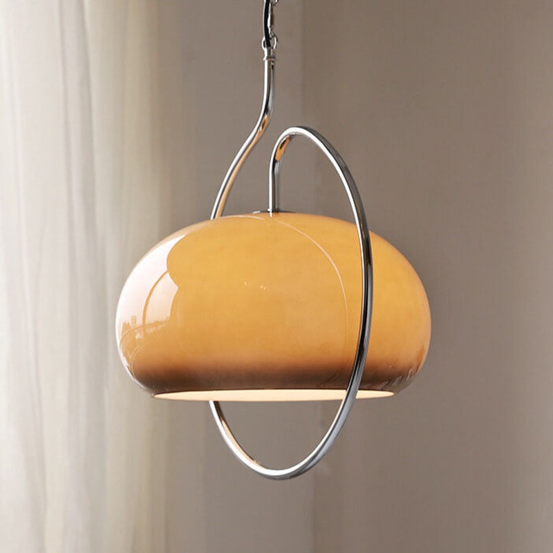 European Vintage Round Ball Iron Glass 1-Light Pendant Light
