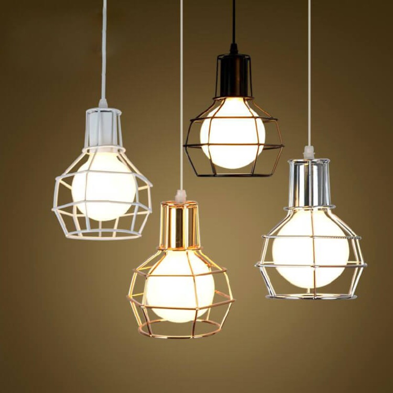 Industrial Creative Iron Round Cage 1-Light Pendant Light