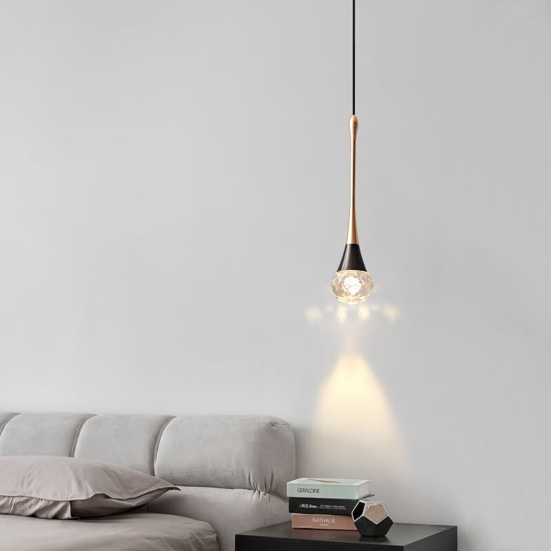 Light Luxury Minimalist Crystal Hardware Pillar LED Pendant Light