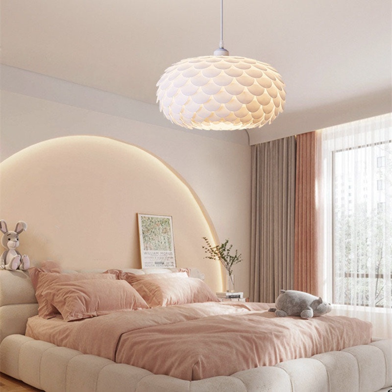 Modern Minimalist Cream Pine Cone Round Dome 1-Light Pendant Light