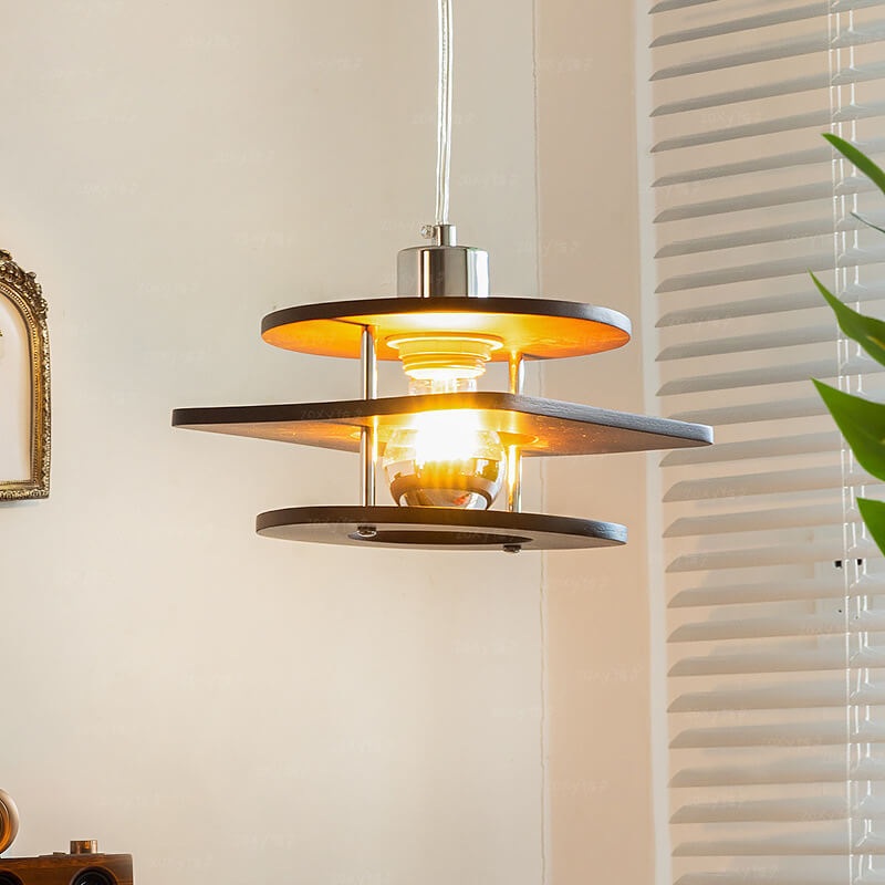 Nordic Retro Walnut Color 1-Light Pendant Light
