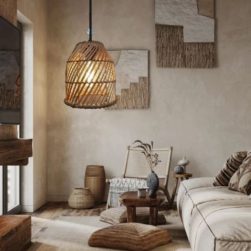 Japanese Minimalist Rattan Weaving 1-Light Pendant Light