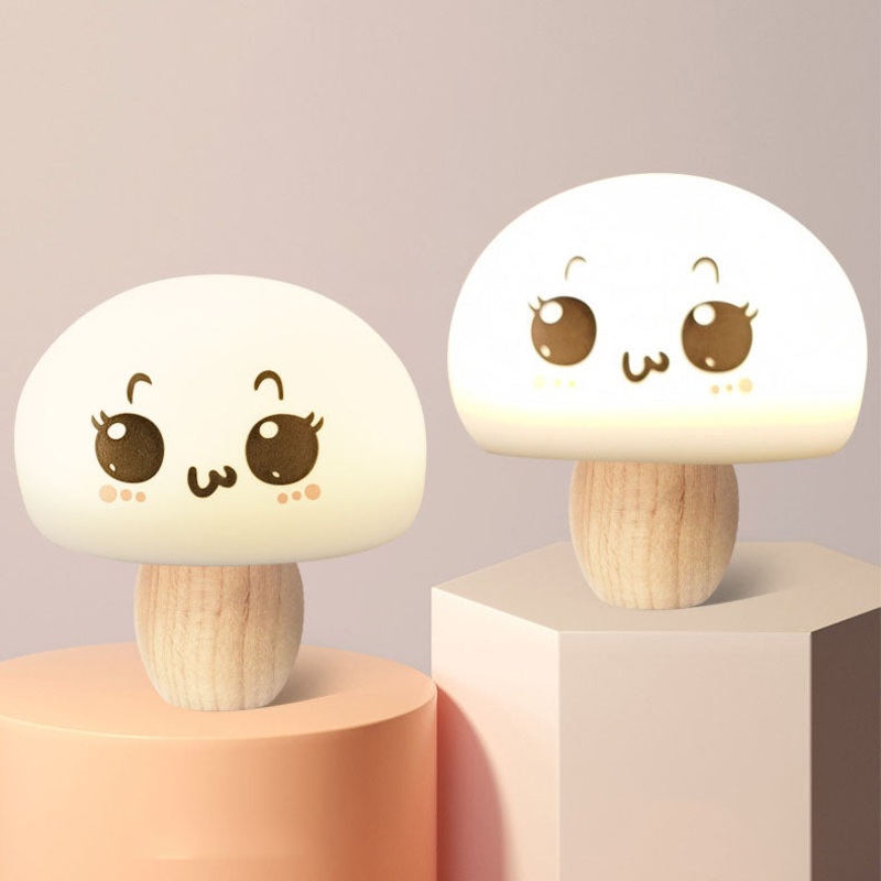 Modern Creative Mushroom Color-changing Log Silicone Pat Night Light Table Lamp