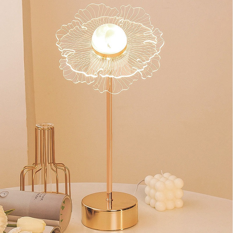 Nordic Light Luxury Acrylic Flower Butterfly Gold LED Table Lamp