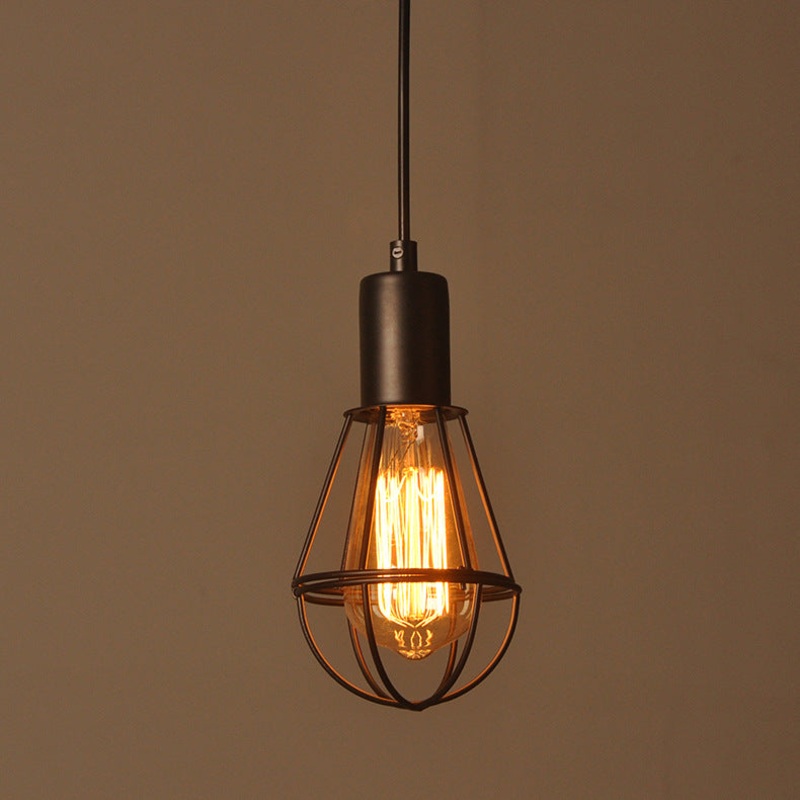 Industrial Vintage Birdcage Iron 1-Light Pendant Light