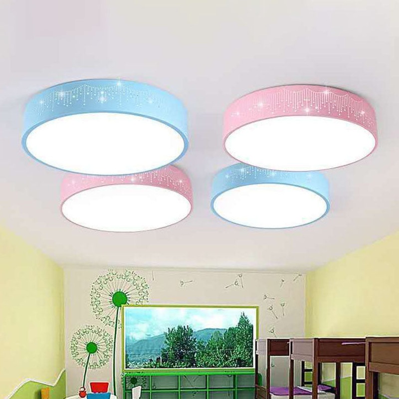 Modern Creative Meteor Round Children's Iron Acrylic LED Flush Mount Light