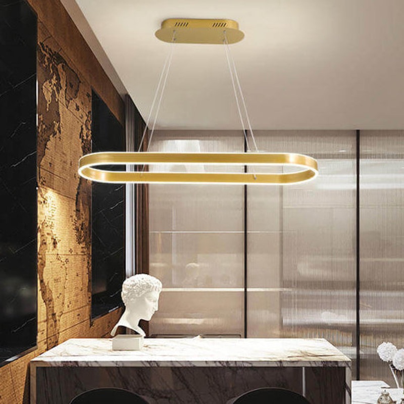 Modern Minimalist Light Luxury Oval Aluminum LED Chandelier
