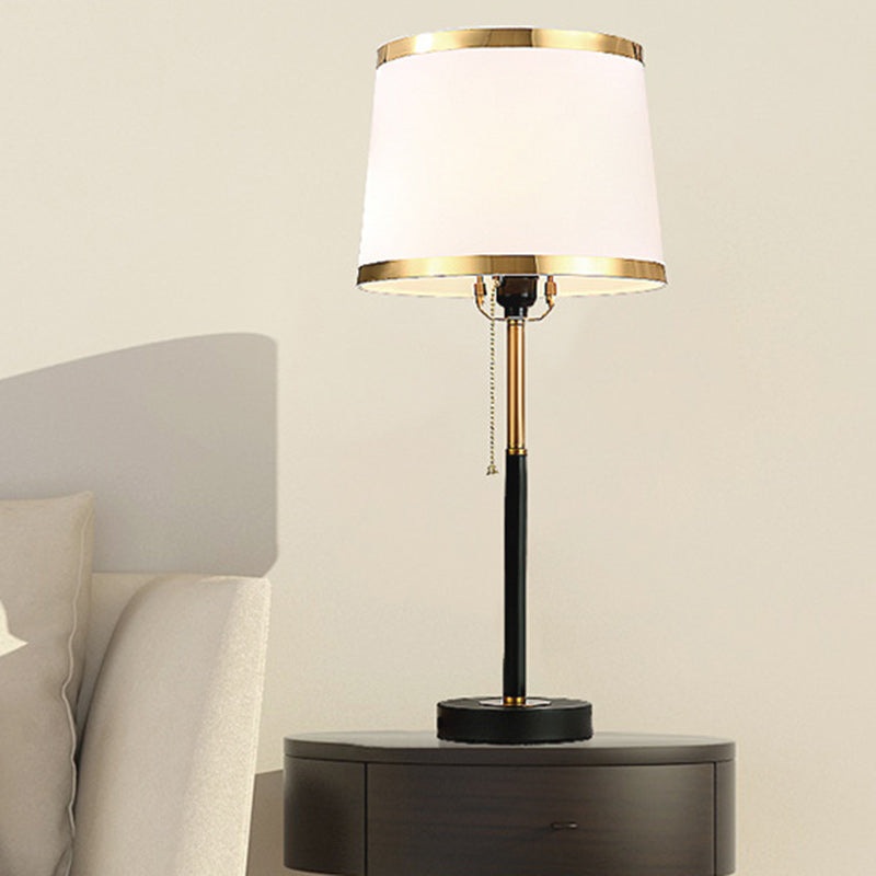 Contemporary Scandinavian Drum Iron Fabric 1-Light Table Lamp For Living Room