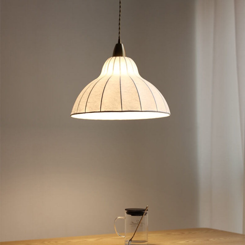 Japanese Minimalist Silk Dome 1-Light Pendant Light