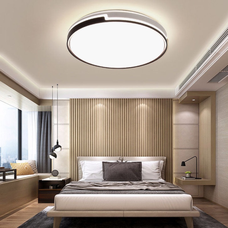 Modern Minimalist Round Black and White Edge LED Flush Mount Ceiling Light