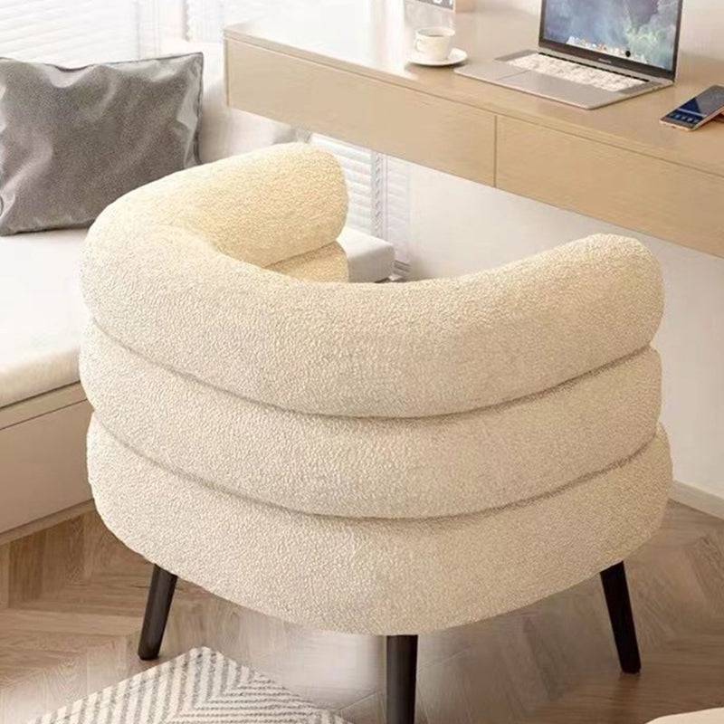 Modern Simplicity Curved Semicircle Lambswool Carbon Steel Accent Chair Backrest For Living Room