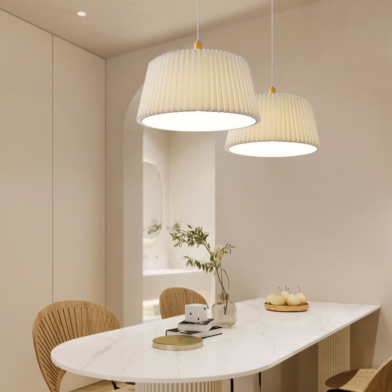 Nordic Minimalist Solid Color Solid Wood Fabric 1-Light Pendant Light