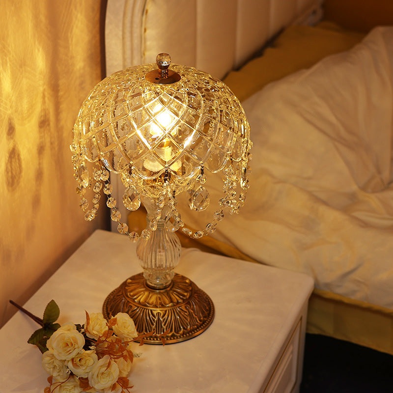 Traditional French Teardrop Copper Glass 1-Light Table Lamp For Living Room