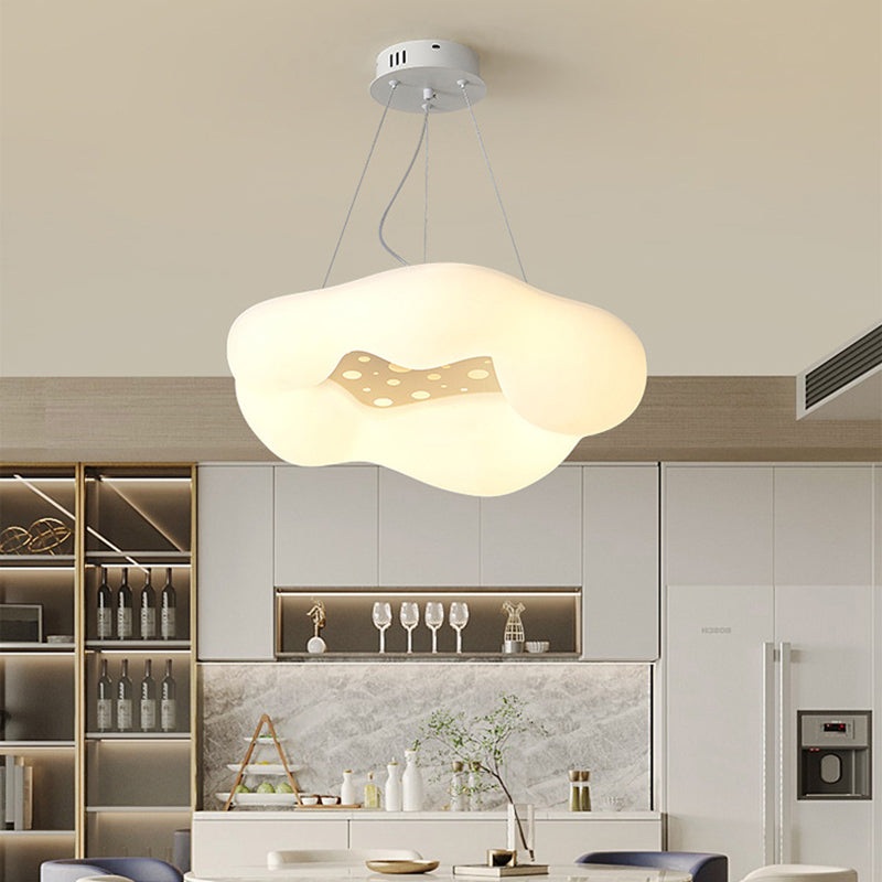 Contemporary Creative Creamy Clouds Irregular Round PE Iron LED Chandelier For Living Room