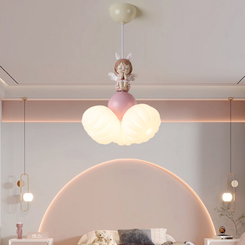 Contemporary Creative Dome Angel Girl PVC Iron Resin 3 - Light Pendant Light For Dining Room