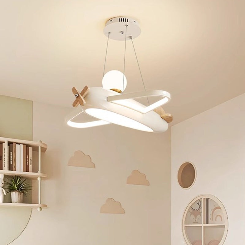 Contemporary Creative Kids Aircraft Resin Metal Glass Acrylic LED Chandeliers For Bedroom